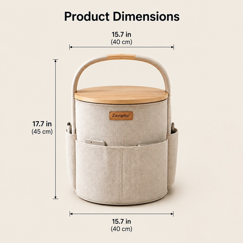 HaloNest Storage Side Table Multi-Pocket Organizer & Modern Side Table for Bedroom and Living Room