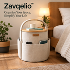 HaloNest Storage Side Table Multi-Pocket Organizer & Modern Side Table for Bedroom and Living Room