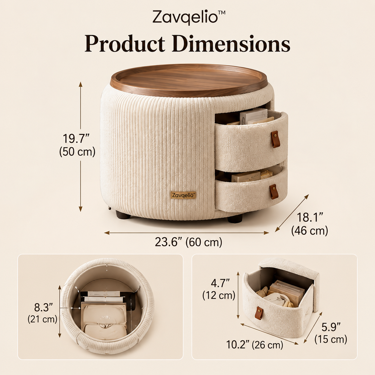Nestora Storage Ottoman Side Table