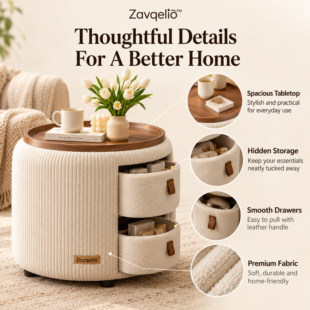 Nestora Storage Ottoman Side Table