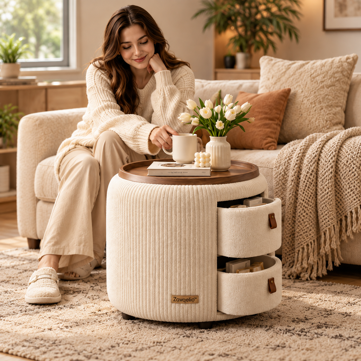 Nestora Storage Ottoman Side Table