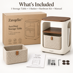 ArcoNest Storage Side Table  Modern Side Table with Removable Bouclé Basket, Open Shelf & Magazine Storage