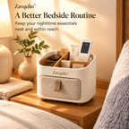 HavenNest Small Organizer  Compact Divided Bedside & Desktop Organizer with Soft Fabric Pocket