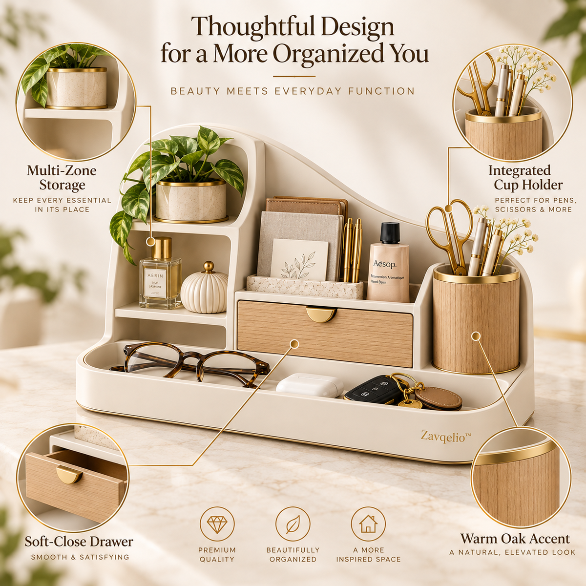 Sculpted Haven Desktop Organizer