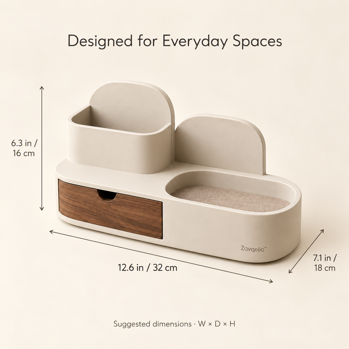 CoveNest Desktop Organizer with Drawer  Modern Tabletop Storage for Nightstands, Dressers & Living Room Side Tables