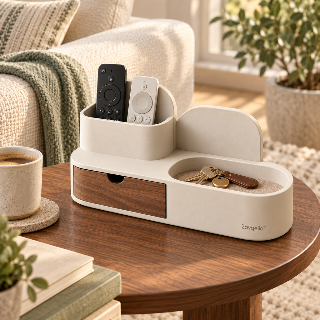 CoveNest Desktop Organizer with Drawer  Modern Tabletop Storage for Nightstands, Dressers & Living Room Side Tables