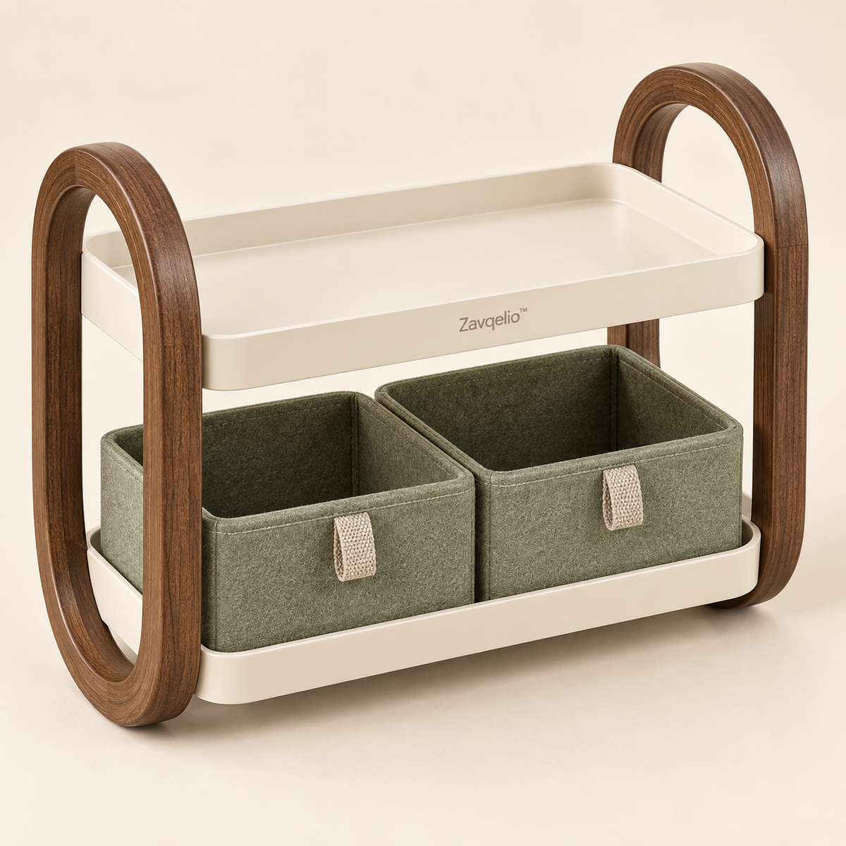 NestArc Two-Tier Desktop Organizer with Felt Bins
