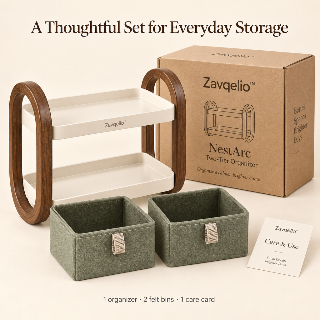 NestArc Two-Tier Desktop Organizer with Felt Bins