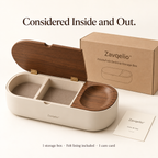 PebbleFold Desktop Storage Box with Hinged Lid & Catchall Tray